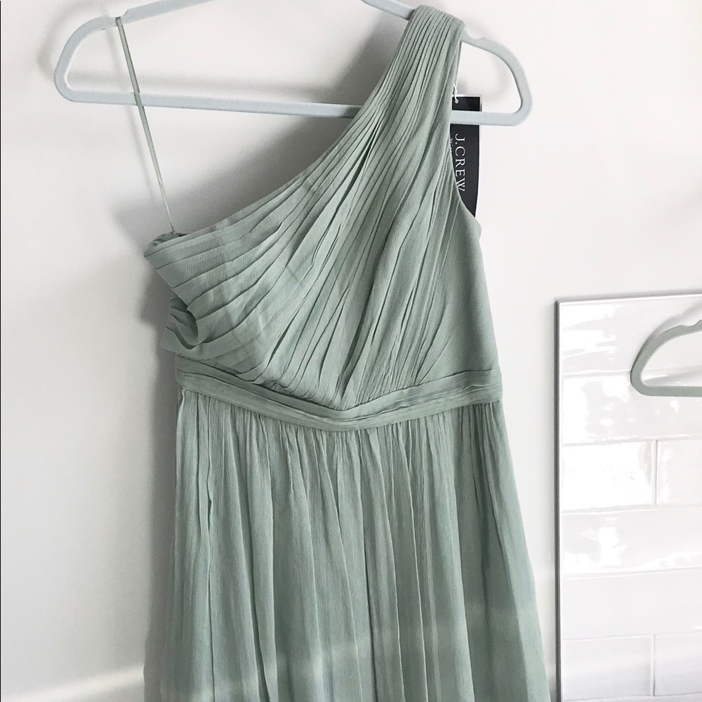 Brand new J Crew shoulder dress sage green